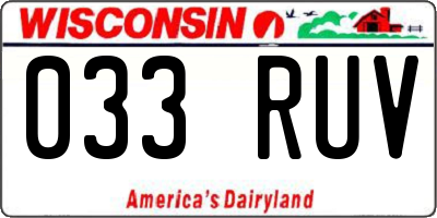 WI license plate 033RUV