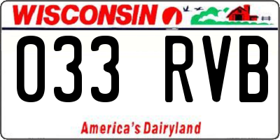 WI license plate 033RVB