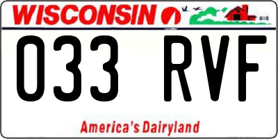 WI license plate 033RVF