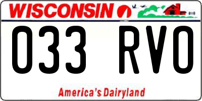 WI license plate 033RVO