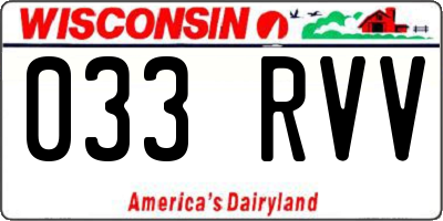WI license plate 033RVV