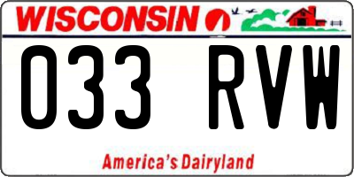 WI license plate 033RVW