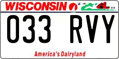 WI license plate 033RVY