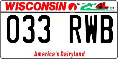 WI license plate 033RWB
