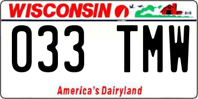 WI license plate 033TMW