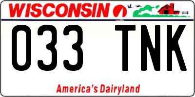 WI license plate 033TNK