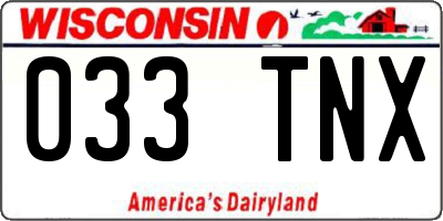 WI license plate 033TNX