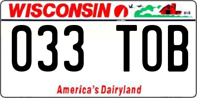 WI license plate 033TOB
