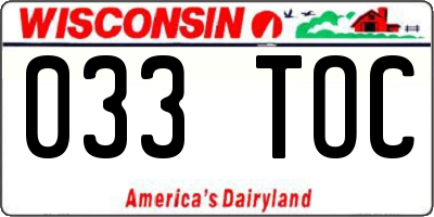 WI license plate 033TOC