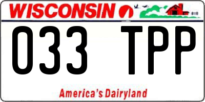 WI license plate 033TPP