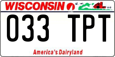WI license plate 033TPT