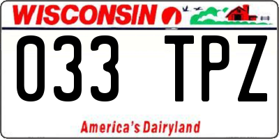 WI license plate 033TPZ