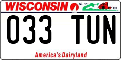 WI license plate 033TUN