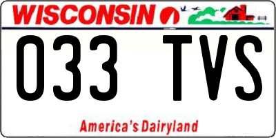 WI license plate 033TVS