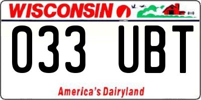 WI license plate 033UBT