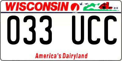 WI license plate 033UCC