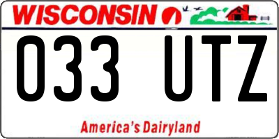 WI license plate 033UTZ