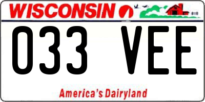WI license plate 033VEE