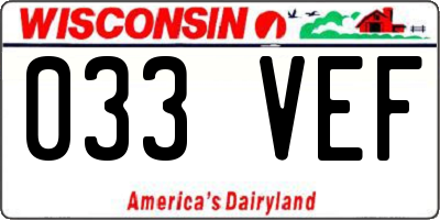WI license plate 033VEF