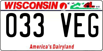 WI license plate 033VEG