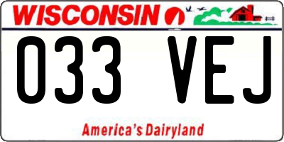 WI license plate 033VEJ