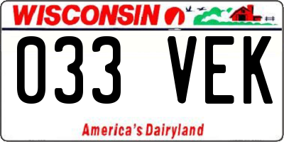 WI license plate 033VEK