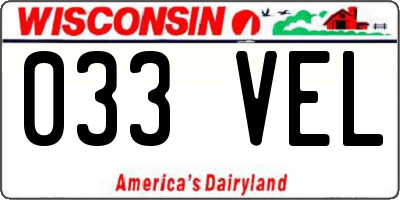 WI license plate 033VEL