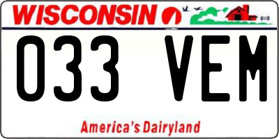 WI license plate 033VEM