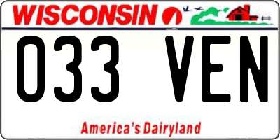 WI license plate 033VEN