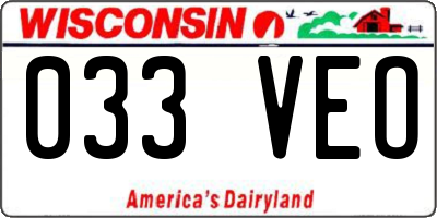 WI license plate 033VEO