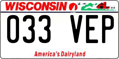 WI license plate 033VEP