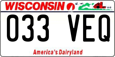 WI license plate 033VEQ