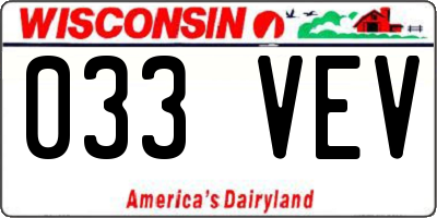 WI license plate 033VEV