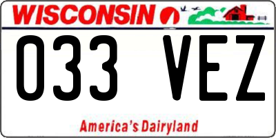 WI license plate 033VEZ