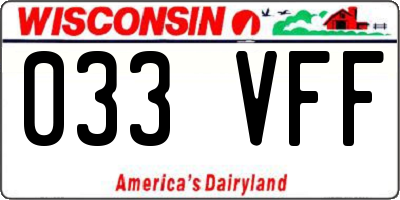WI license plate 033VFF