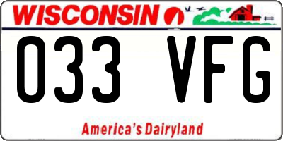 WI license plate 033VFG