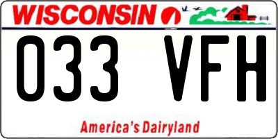 WI license plate 033VFH