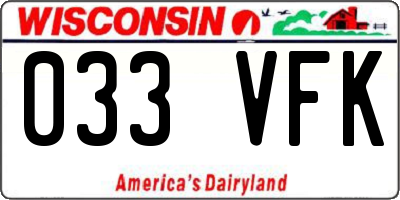WI license plate 033VFK