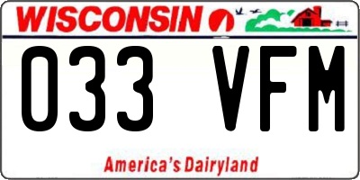 WI license plate 033VFM