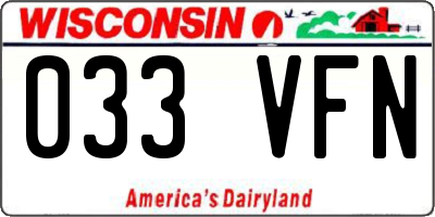 WI license plate 033VFN