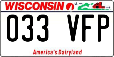 WI license plate 033VFP