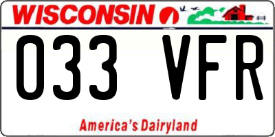 WI license plate 033VFR