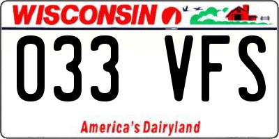 WI license plate 033VFS