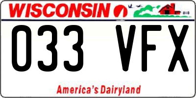 WI license plate 033VFX