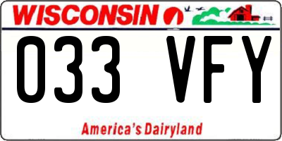 WI license plate 033VFY