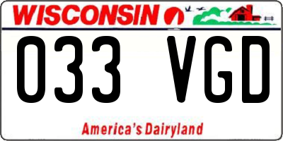 WI license plate 033VGD