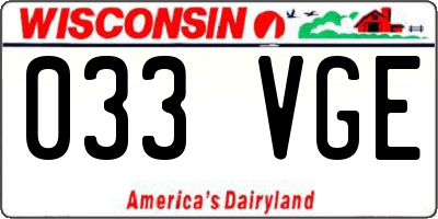 WI license plate 033VGE
