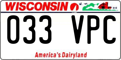 WI license plate 033VPC