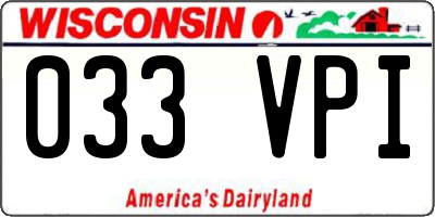 WI license plate 033VPI