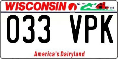 WI license plate 033VPK